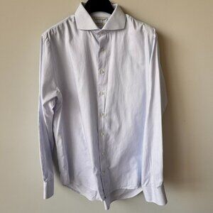 Suitsupply Cotton Two Ply Striped Long Sleeve Button Up Shirt